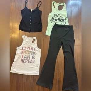 H&M Black Ribbed Knit Top w/ Cruise Day Drinking Tanks Bachelorette